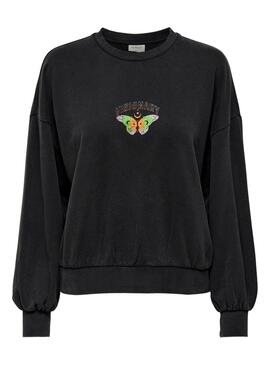 Sudadera Only Lucinda Mariposa  Negra Para Mujer