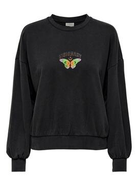 Sudadera Only Lucinda Mariposa  Negra Para Mujer