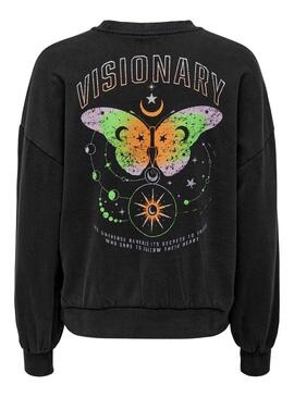 Sudadera Only Lucinda Mariposa  Negra Para Mujer