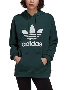 Sudadera Adidas Trefoil Capucha Verde Para Mujer