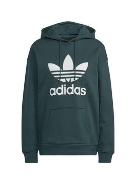 Sudadera Adidas Trefoil Capucha Verde Para Mujer