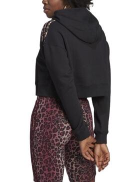 Sudadera Adidas Animal Print Crop Negra Para Mujer