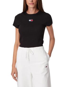 Camiseta Tommy Jeans Baby Negra Para Mujer