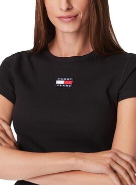 Camiseta Tommy Jeans Baby Negra Para Mujer