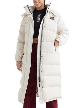 Chaqueta Tommy Jeans Alaska Long Blanca Para Mujer