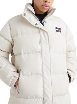 Chaqueta Tommy Jeans Alaska Long Blanca Para Mujer