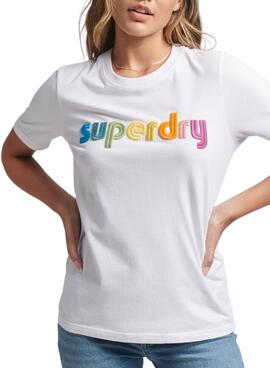 Camiseta Superdry Arcoiris Blanca Para Mujer