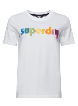 Camiseta Superdry Arcoiris Blanca Para Mujer