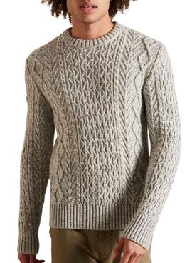 Jersey Superdry Jacob Cable Beige Para Hombre