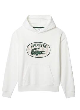 Sudadera Lacoste Cocodrilo Blanco Para Hombre 