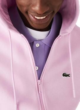 Sudadera Lacoste Classic Fit Rosa Para Hombre