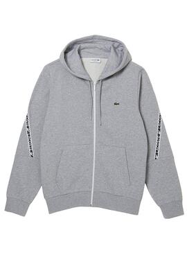 Sudadera Lacoste Banda Logo Gris Para Hombre