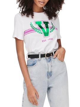 Camiseta Only Mindie V Blanca Para Mujer