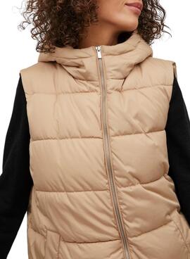 Chaleco Vila Vitate Beige Puffer Para Mujer