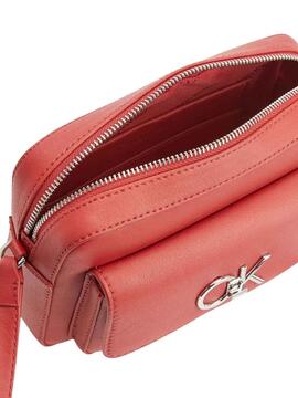 Bolso Calvin Klein Re-Lock Camera Rojo Para Mujer