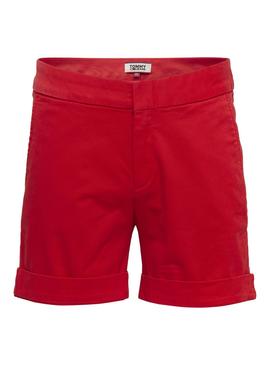 Shorts Tommy Jeans Chino Rojo Mujer