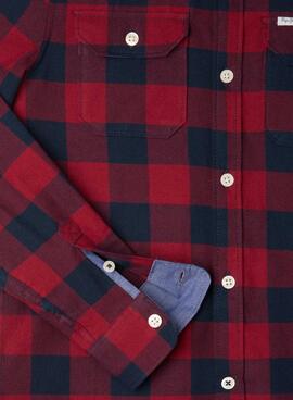 Camisa Pepe Jeans Kenny Cuadros Roja Para Niño