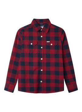 Camisa Pepe Jeans Kenny Cuadros Roja Para Niño