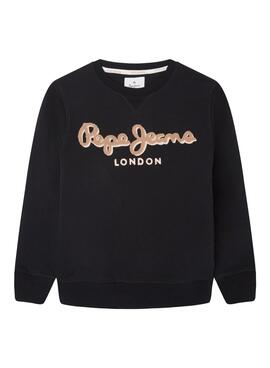 Sudadera Pepe Jeans Lamonty Crew Negra Para Niño