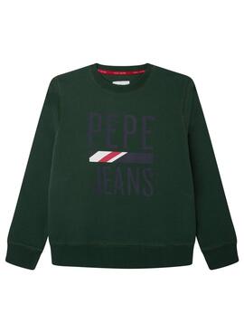 Sudadera Pepe Jeans Otis Logo Verde Para Niño