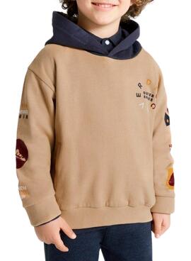 Sudadera Mayoral Flock Parches Beige Para Niño