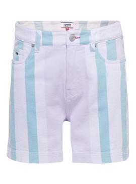 Bermuda Tommy Jeans Stripe Blanco Mujer