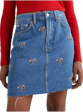 Falda Tommy Jeans Mom Denim Azul Para Mujer