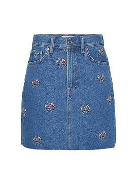 Falda Tommy Jeans Mom Denim Azul Para Mujer