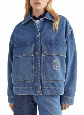 Cazadora Vaquera Tommy Jeans Bordada Azul