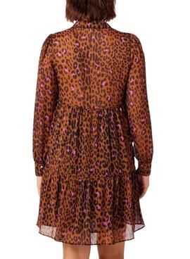 Vestido Naf Naf Estampado Leopardo Marrón Mujer