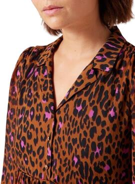 Vestido Naf Naf Estampado Leopardo Marrón Mujer