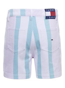 Bermuda Tommy Jeans Stripe Blanco Mujer