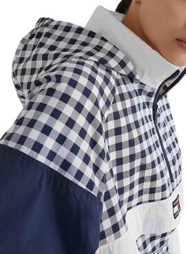 Chaqueta Tommy Jeans Canguro Cuadros blanco para mujer 