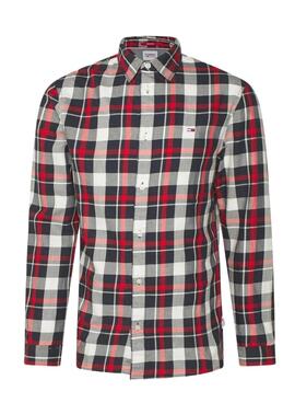 Camisa Tommy Jeans Essential Cuadros Roja Hombre