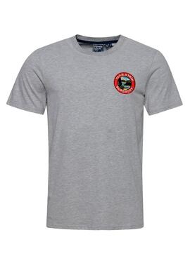 Camiseta Superdry Vintage Travel Gris Para Hombre