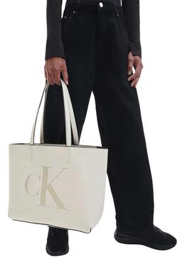 Shopper Calvin Klein Sculpted Blanco Para Mujer