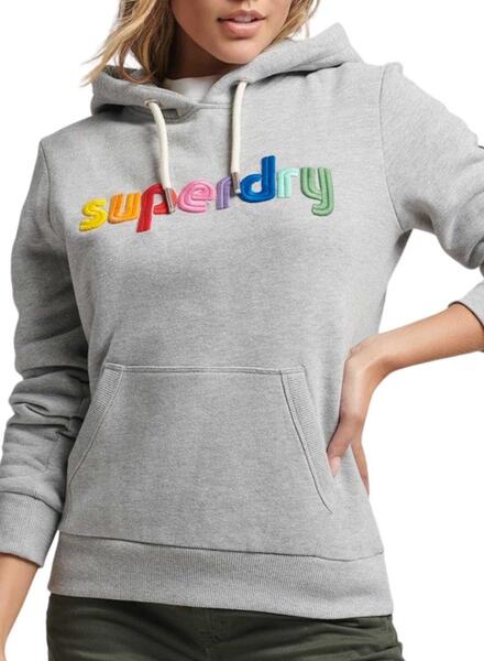 pérdida Viento yermo Sudadera Superdry Arcoiris Blanca Para Mujer