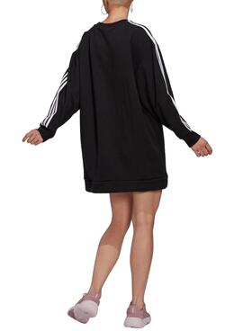 Sudadera Adidas Vestido Bandas Negro Para Mujer