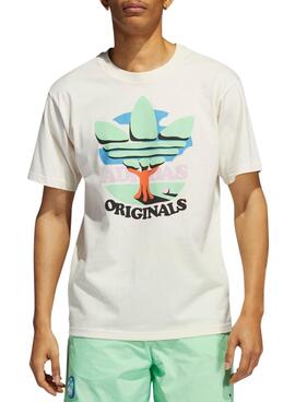 Camiseta Adidas Trefoil Tree Blanca Para Hombre