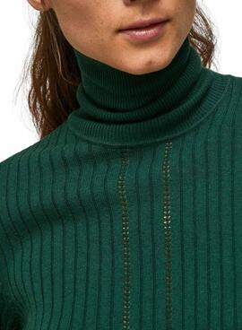 Jersey Pepe Jeans Cuello Alto Bella Mujer Verde