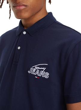 Polo Tommy Jeans Solid Graphic Marino Hombre