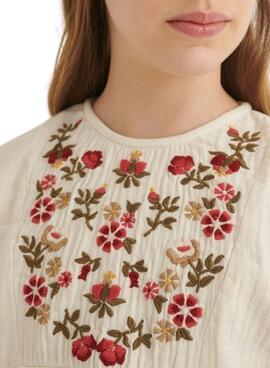 Blusa Mayoral Flores Bordadas Para Niña Biege