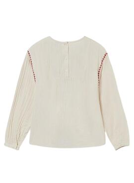 Blusa Mayoral Flores Bordadas Para Niña Biege