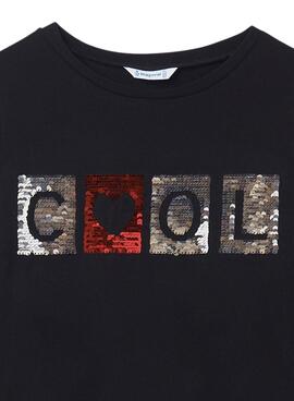 Camiseta Mayoral Mensaje Cool Para Niña Negra