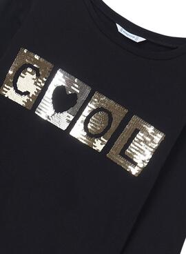 Camiseta Mayoral Mensaje Cool Para Niña Negra