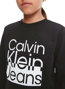 Sudadera Calvin Klein Box Logo para Niña Negra