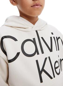 Sudadera Calvin Klein Bold Instiutional Niña Beige