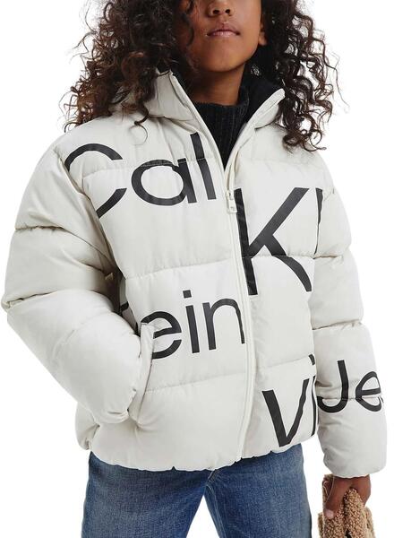 Chaqueta Calvin Klein Bold Logo para Niña Blanca