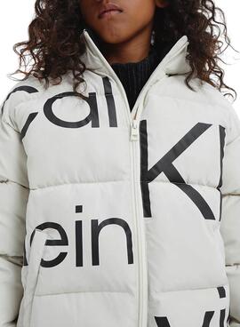 Chaqueta Calvin Klein Bold Logo para Niña Blanca