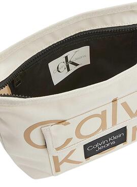 Bolso Calvin Klein Logo Bandolera Para Niña Beige